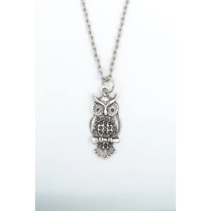 Minimal Baykuş Gümüş Kaplama Düz Zincir Kolye