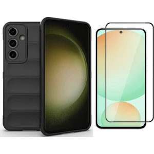 Samsung Galaxy S24 FE Kılıf Esnek TPU Oyuklu Arka Yüzey Tasarımlı Zore Etnik Silikon Kapak + Cam Ekran Koruyucu