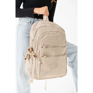 Krinkıl Suya Dayanıklı Büyük Boy Bej Klinkır Sırt Çantası Seyahat Okul Çanta 15,6 Lise