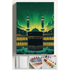 Sayılarla Boyama Çerçeveli Hobi Seti Numaralı Tuval Fırça Boya Dahil Kasnaklı 40X50 cm Kabe