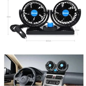 Extra Market 12 Volt Araç Içi Torpido Üstü Çift Fanlı Oto Vantilatör 360° Dönebilir