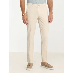 Bej Dokuma Slim Fit Casual Pamuk Karışımlı Pantolon