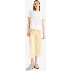Pijama Takımı Kısa Kollu Üst Esnek Belli Uzun Alt-Fall in Love F1595AX25SM