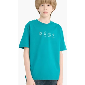 Erkek Çocuk Bisiklet Yaka Baskılı Kısa Kollu Tişört F2571A825SM