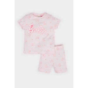 Kız Bebek Barbie Pijama Takımı Kısa Kollu Fitilli Kaşkorse Üst Beli Lastikli Şort E1545A525SM