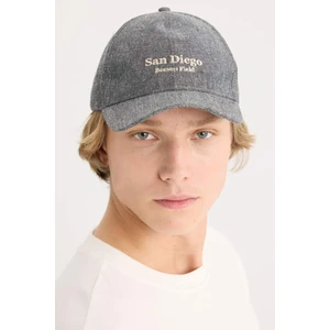 Erkek Nakışlı Keten Karışımlı Cap Şapka D7821AX25SM