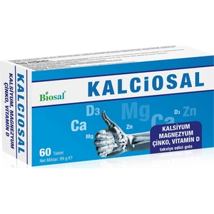 Kalsiyum Magnezyum Çinko Vitamin D3 60 Tablet Biosal Kalciosal