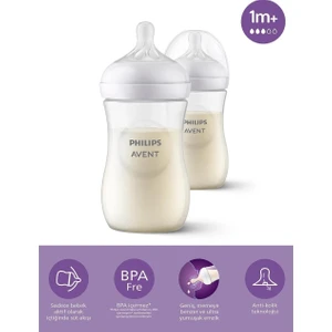 Philips Avent Natural Response PP 2'li Biberon Seti, 1+ Ay 260ml SYC903/02