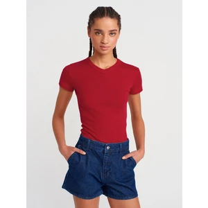 31673 V Yaka T-Shirt-K.Kırmızı