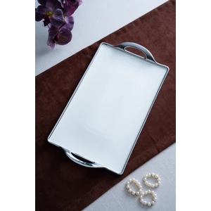 Arven Dikdörtgen Silver Sunum Tepsi - 45 cm