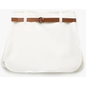 Gabardin Kumaş Kemerli Mini Şort Etek