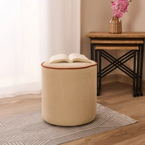 Just Home Colorful Life Puf - Krem / Turuncu - 41X39X39 cm