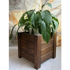 Ahşabın Ruhu Koyu Ceviz Ahşap Saksılık