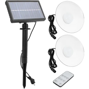 Xf-707-2 Kumandalı Solar Panelli 2 Power Ledli Çiftli Projektör Lambası Xf-707-2