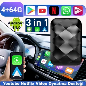 Yeni Nesil Mini 4GB+64GB Carplay Box Youtube Netflix Play Store ve Kablosuz Carplay & Android Auto