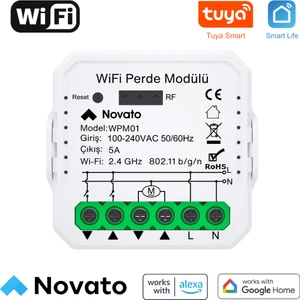 Tuya Uyumlu WiFi Perde Panjur Kepenk Motor Kontrolcüsü - Mobil Uygulama, Anahtar Girişli, Otomatik Kalibrasyon, Yüzdesel Kontrol, Google Asistan ,Amazon Alexa, Smart Life Destekli Switch