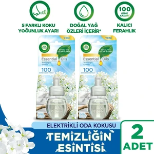 Air Wick Elektrikli Oda Kokusu Yedek – Temizliğin Esintisi, 2'li Paket, 5 Kademeli Ayarlanabilir Koku Yoğunluğu
