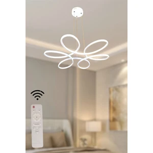 Ey Shop Modern Beyaz Papatya Model Kumandalı 3 Renk (Beyaz / Sarı / Günışığı) LED Avize