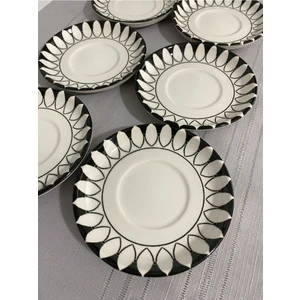 Venüs Home Siyah Elips Model 6 Adet Çay Tabağı