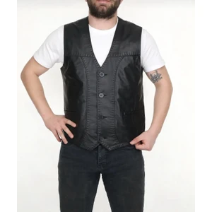 Ege Deri Giyim  Siyah Erkek Yelek