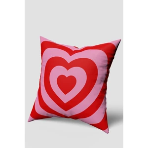 Kırmızı Pembe Iç Içe Geçen Kalp Desenli Kırlent Kılıfı