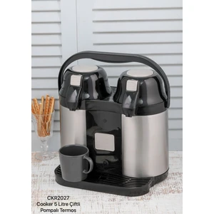 Çelik Termos 5 Lt Çiftli Ikili Pompalı CKR2027