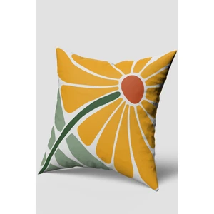 Yeşil Sarı Çiçek Desenli Tropikal Kırlent Kılıfı