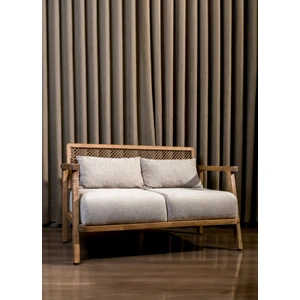 Merlin Hazeranlı Açık Ceviz Ahşap Teddy Kumaş Ikili Kanepe (Sütlü Kahve-Krem, Gri, Beyaz, Hardal)