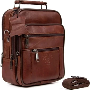 Erkek Siyah  Deri Çelik Kasalı Fermuarlı El ve Omuz Çantası (18X22 Cm) NEW272