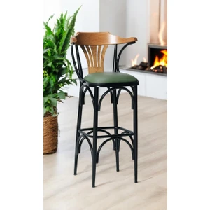 169/75 Bar Taburesi – Yeşil Deri Oturum, Metal Ayaklı, 75 cm Yükseklik Bar Sandalyesi