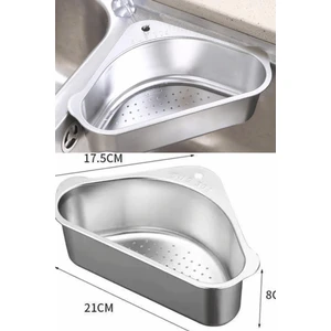 Paslanmaz Çelik Vantuz Askılı Lavabo Içi Süzgeç-Mini Çöp Kutusu