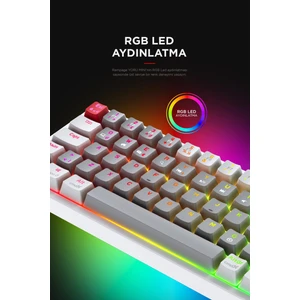 Yoru Mini Gri/beyaz Type-C Bağlantılı Outemu Red Swich Q Mekanik Gaming Oyuncu Klavye Rgb