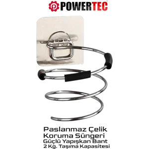 A05 Fön Makinesi & Saç Kurutma Makinesi Askı Aparatı Paslanmaz Çelik (Yapışkanlı)