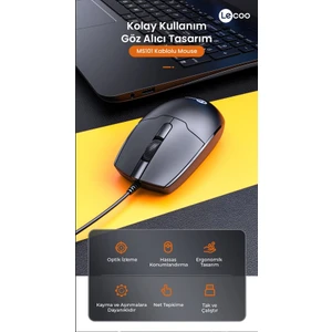 MS101 USB Kablolu 1200DPI 3 Tuşlu Optik Mouse Siyah