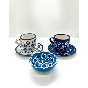 Fi Hediyelik Nazar Boncuklu Türk Kahvesi ve Çerezlikli Sunum Seti