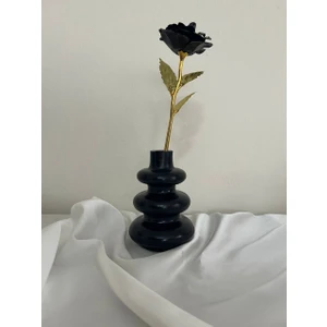 Bohem Büyük Boy Vazo, Siyah Vazo, Dekoratif Vazo, Simit Vazo