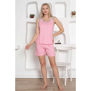 Kadın Kalp Desen Askılı  Pamuk Mini Şortlu Pijama Takımı