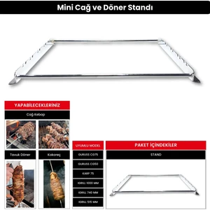 Barbekü Mangal Mini Cağ ve Döner Şiş Standı (Krom Kaplı)