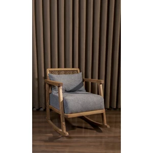 Dante Doğal Ahşap Açık Ceviz Sallanır Berjer Teddy Kumaş (Sütlü Kahve-Krem, Gri, Beyaz, Hardal)