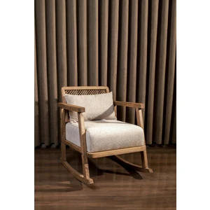 Dante Doğal Ahşap Açık Ceviz Sallanır Berjer Teddy Kumaş (Sütlü Kahve-Krem, Gri, Beyaz, Hardal)