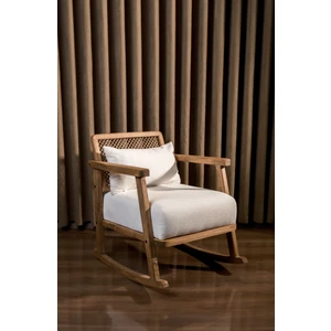 Dante Doğal Ahşap Açık Ceviz Sallanır Berjer Teddy Kumaş (Sütlü Kahve-Krem, Gri, Beyaz, Hardal)