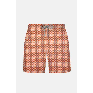 845 Erkek Krem Turuncu Desenli Deniz Şortu