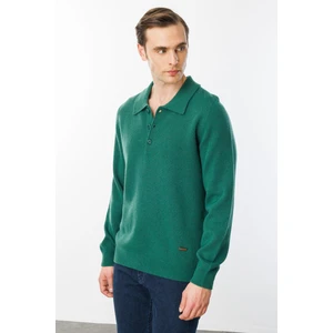 Desen Triko Erkek Polo Yaka Basic Yün Kazak Ö.başı