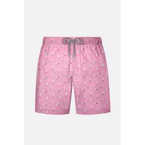 845 Erkek Pembe Martı Desenli Deniz Şortu