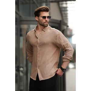 Beyaz Basic  Pamuklu Uzun Kollu Erkek Gömlek E6761