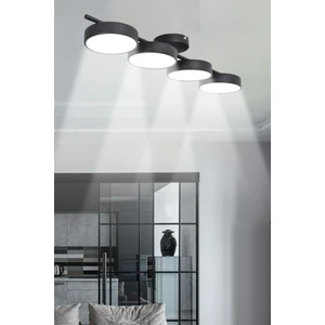 Tual Modern  Salon Yatak Odası Giyinme Odası Mutfak Beyaz Işık Ledli Siyah Renk 4 Lü LED Avize