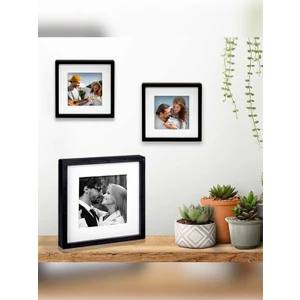 Yapışkanlı Sök-Tak Paspartulu 14 x 14 cm  Pola Kare Fotoğraf Çerçevesi - 3'lü Paket