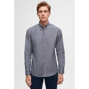 D'S Damat Slim Fit Lacivert Çizgili Gömlek 6HC02ORT10265