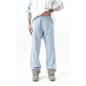 Erkek Parça Boya Baggy Pantolon Açık Mavi