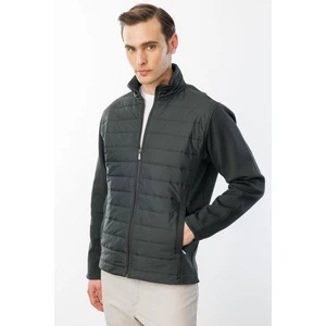 Desen Triko Erkek Önü Kapitone Eşofman Üstü Haki